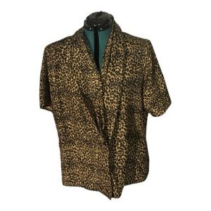 100% Silk Leopard Print Women's Blouse